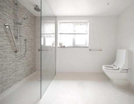 spacious white wet room