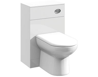 Compact white WC unit with a closed cistern and a smooth, rounded toilet seat.