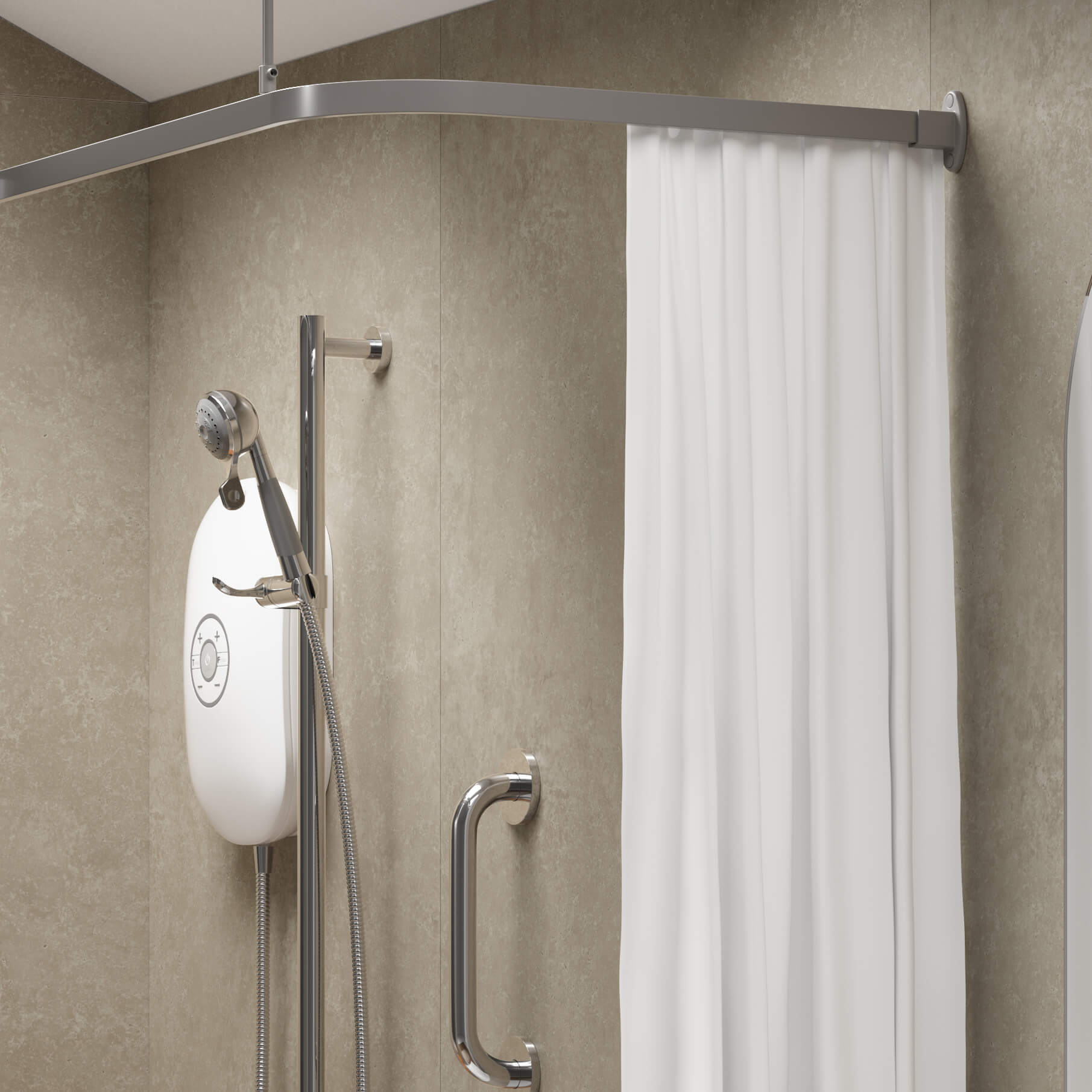 Kendal Single Panel Shower Curtain and Grab Rail